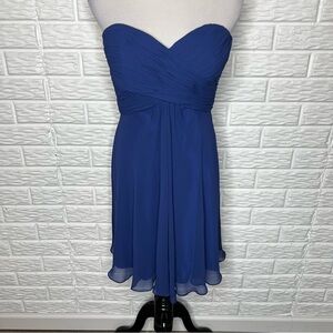 FAVIANA NWT Blue Strapless Chiffon Cocktail Dress Size 8